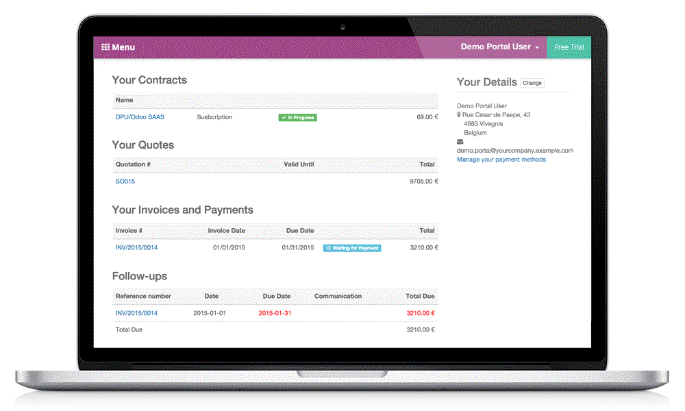 Odoo - Sample 2 for three columns